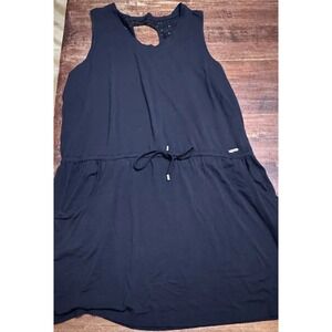 Calvin Klein Women's Crochet Trim Back Dress Swim Cover-Up in Black size L/XL